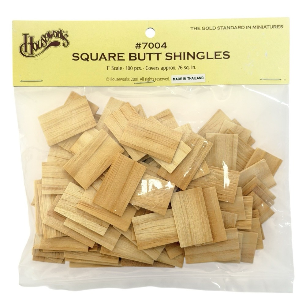 Vtg Houseworks Dollhouse Square Butt Shingles 100 Pieces Light Wood 1:12 #7004